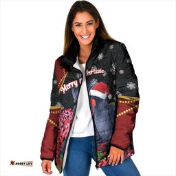Australia Palm Cockatoo Christmas Padded Jacket Probosciger Aterrimus Waratah Merry Chrissie LT14