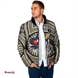 Collingwood Football Club Padded Jacket Indigenous Monochrome Dot Art Mascot Style TS04