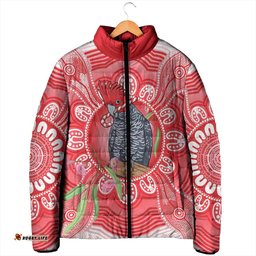 Australia Gang-gang Cockatoo Christmas Padded Jacket Eucalyptus Blossoms Aboriginal Merry Xmas LT14