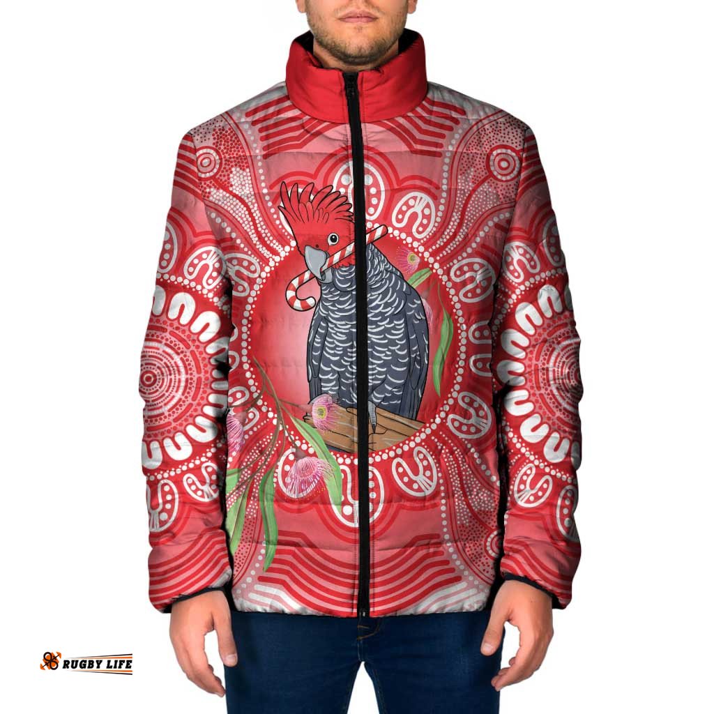 Australia Gang-gang Cockatoo Christmas Padded Jacket Eucalyptus Blossoms Aboriginal Merry Xmas LT14
