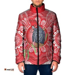 Australia Gang-gang Cockatoo Christmas Padded Jacket Eucalyptus Blossoms Aboriginal Merry Xmas LT14
