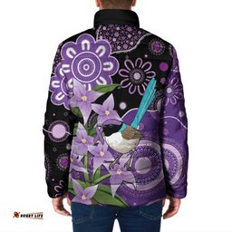 Australia Epilepsy Awareness Padded Jacket Purple-crowned Fairywren Boronia Aboriginal LT14