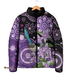 Australia Epilepsy Awareness Padded Jacket Purple-crowned Fairywren Boronia Aboriginal LT14