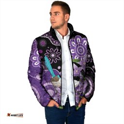 Australia Epilepsy Awareness Padded Jacket Purple-crowned Fairywren Boronia Aboriginal LT14
