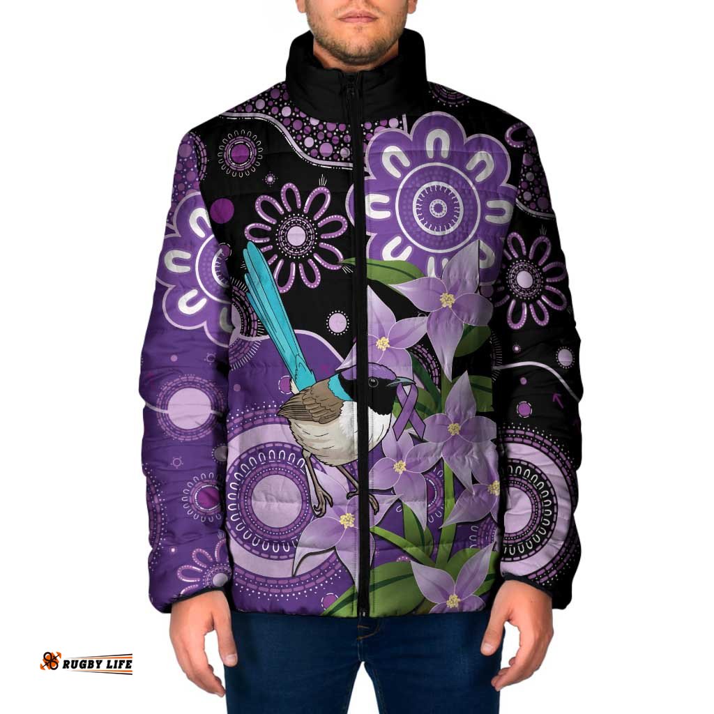 Australia Epilepsy Awareness Padded Jacket Purple-crowned Fairywren Boronia Aboriginal LT14