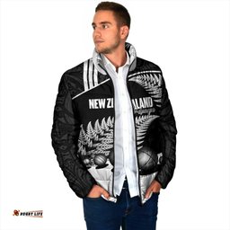 Custom New Zealand Silver Fern Petanque Padded Jacket Aotearoa Maori Pattern LT14
