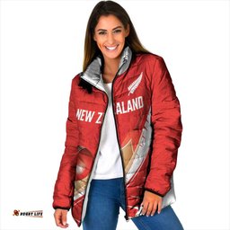 Custom New Zealand Cricket Padded Jacket Kiwi Birds Haka Dance Red Fern Sporty Style LT03