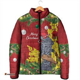 Australia Gang-gang Cockatoo Christmas Padded Jacket Callocephalon Fimbriatum Golden Wattle Red LT14