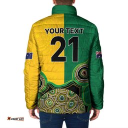 Custom Australia Cricket Spirit 2026 Padded Jacket World T20 Edition - Aussie Color Aboriginal Motif LT9
