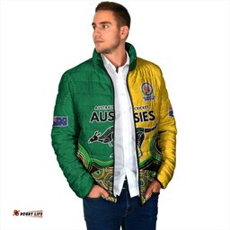 Custom Australia Cricket Spirit 2026 Padded Jacket World T20 Edition - Aussie Color Aboriginal Motif LT9
