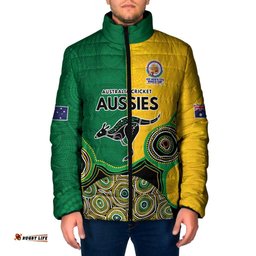Custom Australia Cricket Spirit 2026 Padded Jacket World T20 Edition - Aussie Color Aboriginal Motif LT9