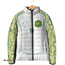 Custom Australia Football Padded Jacket Aboriginal Pattern Sporty Style-White Color LT03