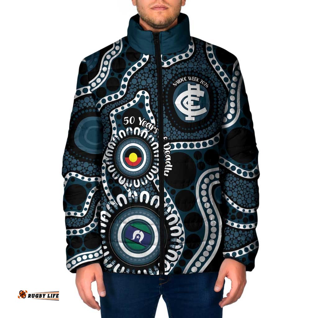 Carlton NAIDOC Week 2026 Personalised Padded Jacket 50 Years of Deadly Aboriginal Art LT14