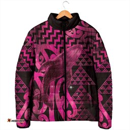 Humpback Whale Matariki New Zealand Padded Jacket NZ Maori Paikea Poutama Luxury Pink LT14