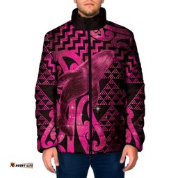 Humpback Whale Matariki New Zealand Padded Jacket NZ Maori Paikea Poutama Luxury Pink LT14