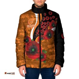 Greater Giants ANZAC Personalised Padded Jacket Lest We Forget Poppy Camo LT9