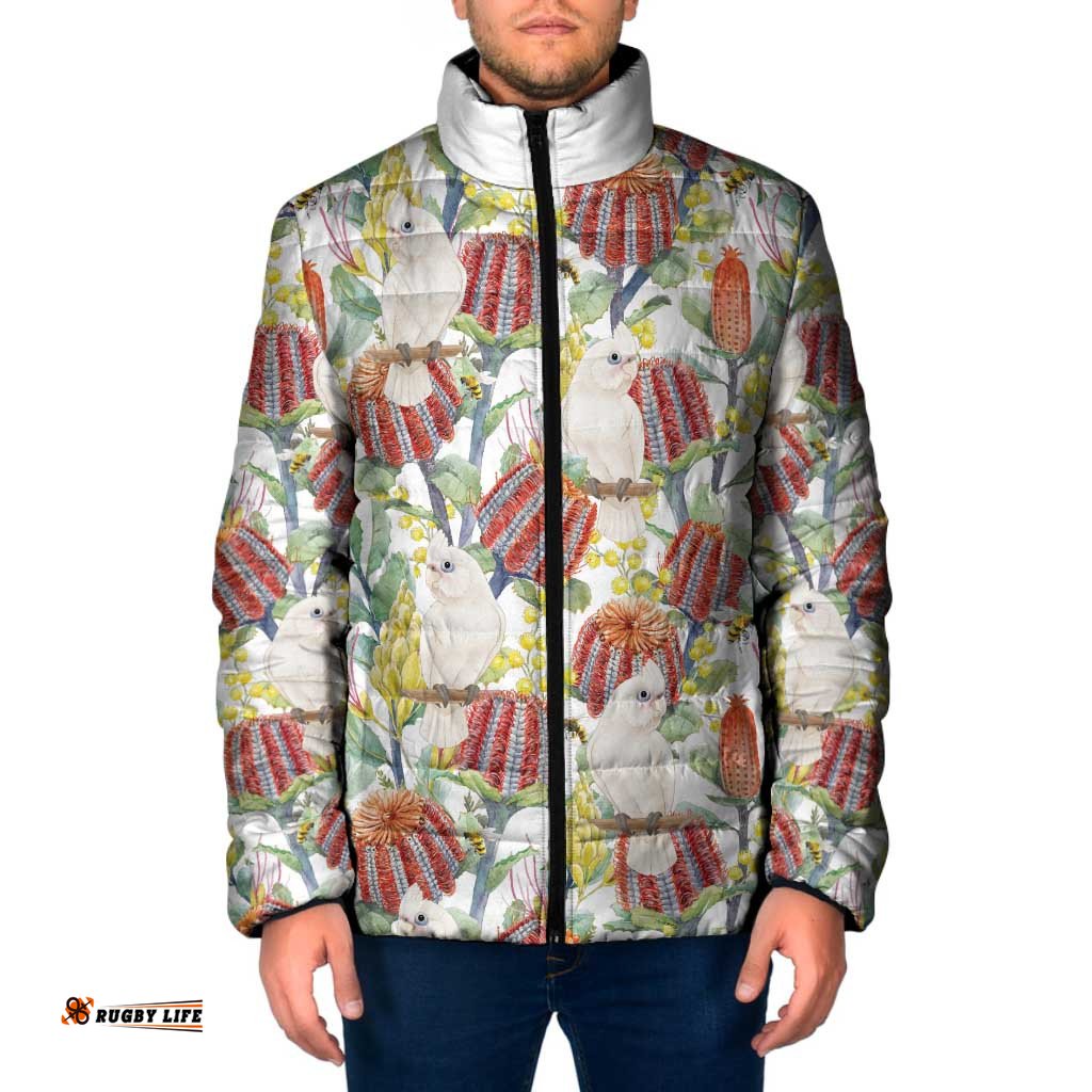 Little Corella Australia Cockatoo Padded Jacket Cacatua Sanguinea Banksia Seamless White LT14