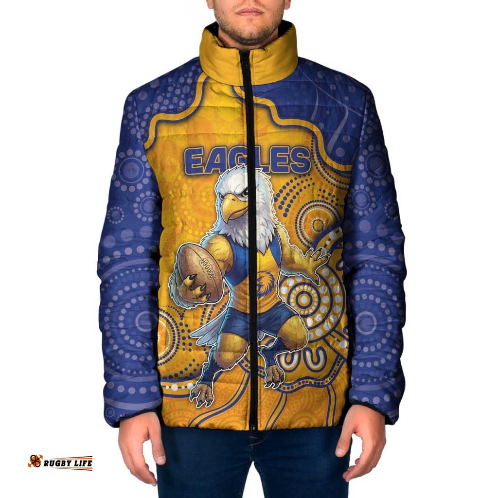 Custom Eagles Football Padded Jacket Aboriginal Dot Art Pattern DT05