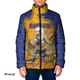 Custom Eagles Football Padded Jacket Aboriginal Dot Art Pattern DT05