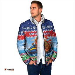 New Zealand Christmas Padded Jacket Funny Jet Ride Kiwi Xmas LT05