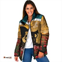 Personalised Wallabies ANZAC Day Padded Jacket Last Post Poppy Lest We Forget LT14