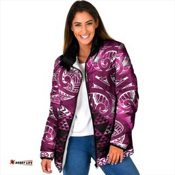 Matariki New Zealand Padded Jacket NZ Niho Taniwha Maori New Year Pink Galaxy LT14