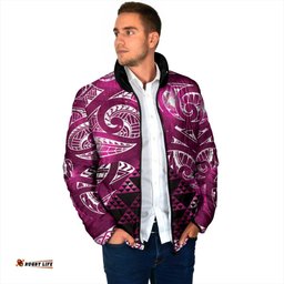 Matariki New Zealand Padded Jacket NZ Niho Taniwha Maori New Year Pink Galaxy LT14