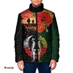 New Zealand and Australia ANZAC Day Padded Jacket Lest We Forget Indigenous and Maori Pattern LT03