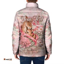 Personalised Breast Cancer Awareness Padded Jacket Mother Kangaroo And Ribbon Hope DT05