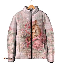 Personalised Breast Cancer Awareness Padded Jacket Mother Kangaroo And Ribbon Hope DT05