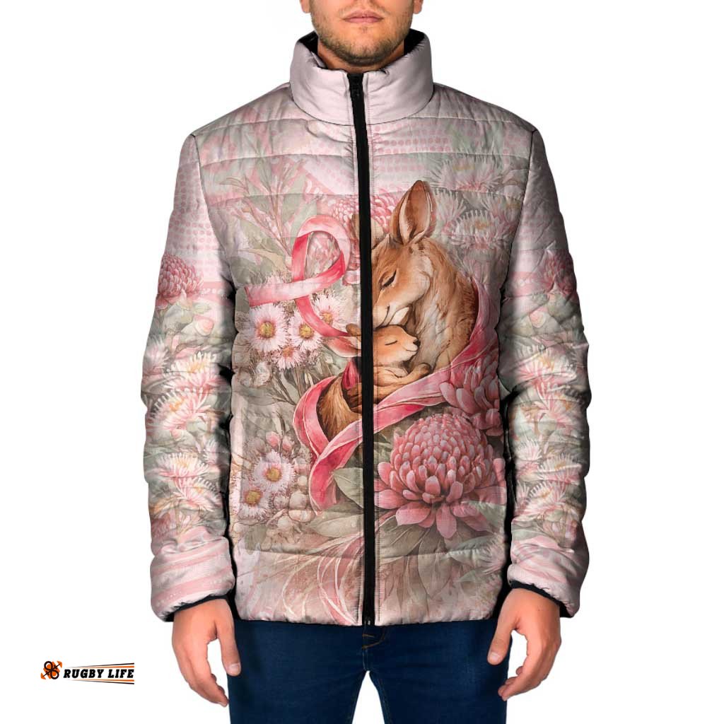 Personalised Breast Cancer Awareness Padded Jacket Mother Kangaroo And Ribbon Hope DT05