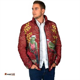 Merry Chrissie Australia King Parrots Padded Jacket Aboriginal Art LT7