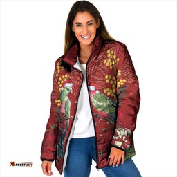 Merry Chrissie Australia King Parrots Padded Jacket Aboriginal Art LT7