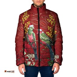 Merry Chrissie Australia King Parrots Padded Jacket Aboriginal Art LT7