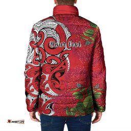Personalised New Zealand Koru Pohutukawa Padded Jacket Meri Kirihimete Aroha for Christmas LT9