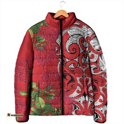 Personalised New Zealand Koru Pohutukawa Padded Jacket Meri Kirihimete Aroha for Christmas LT9