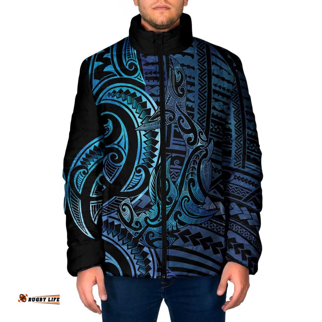 New Zealand Hammerhead Shark Padded Jacket Maori Haehae Mangopare Galaxy LT14