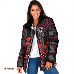 St Kilda Saints ANZAC Day Padded Jacket Indigenous Dot Art with Poppy Flower Tribute TS04