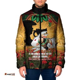 Personalised Rabbitohs Rugby ANZAC Day Padded Jacket Last Post Poppy We Will Remember Them LT14