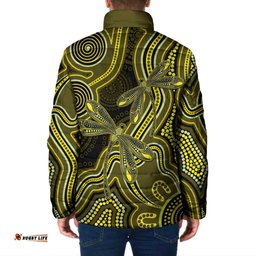 Yellow Indigenous Dragonfly Australia Padded Jacket Aboriginal Art LT14