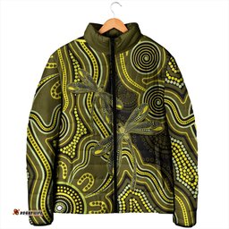 Yellow Indigenous Dragonfly Australia Padded Jacket Aboriginal Art LT14