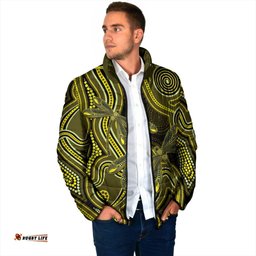 Yellow Indigenous Dragonfly Australia Padded Jacket Aboriginal Art LT14