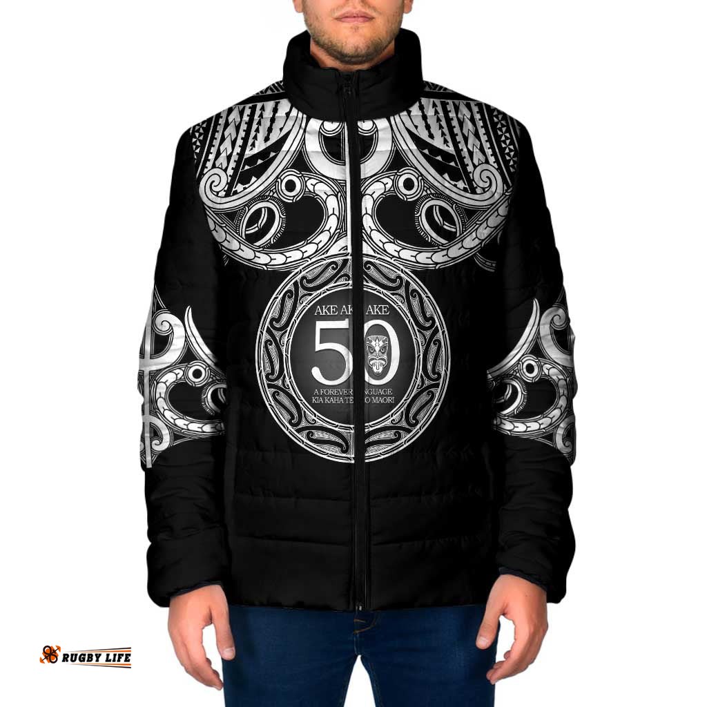 Kia Kaha Te Reo Maori New Zealand Padded Jacket 50th Anniversary Ake Ake Ake LT14