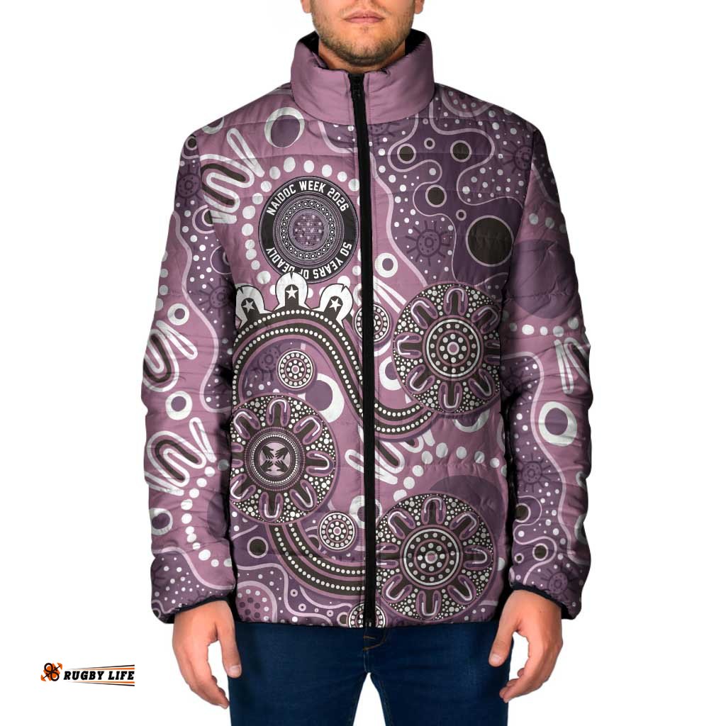 Personalised NAIDOC Week 50 Years Deadly Always Padded Jacket Pink Aboriginal Artwork Dot Painting LT9