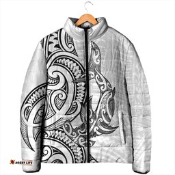 New Zealand Hammerhead Shark Padded Jacket Maori Haehae Mangopare White LT14