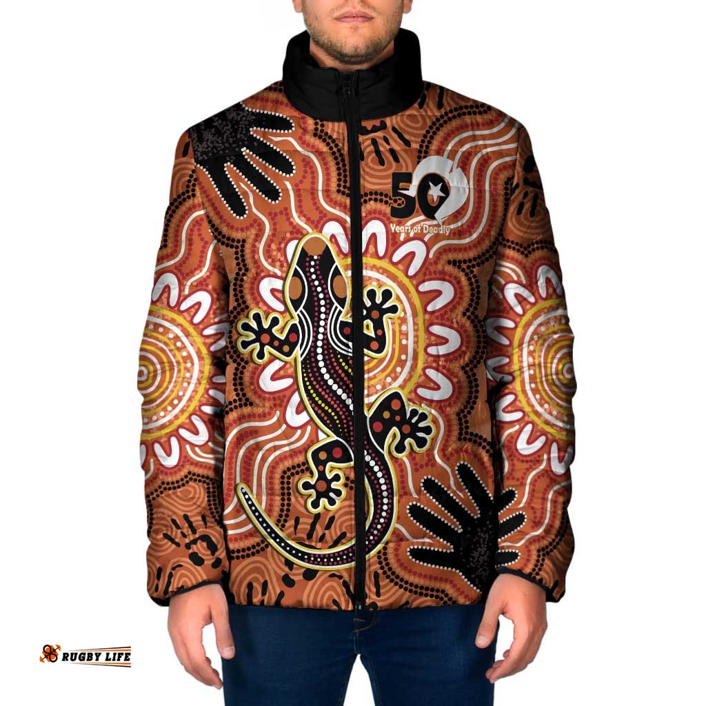 Personalised Australia Lizard NAIDOC Week 2026 Padded Jacket 50 Years of Deadly Aboriginal Art LT14