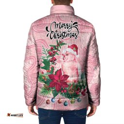 Watercolor Pink Galah Flowers Padded Jacket Australia Christmas Vibes LT9