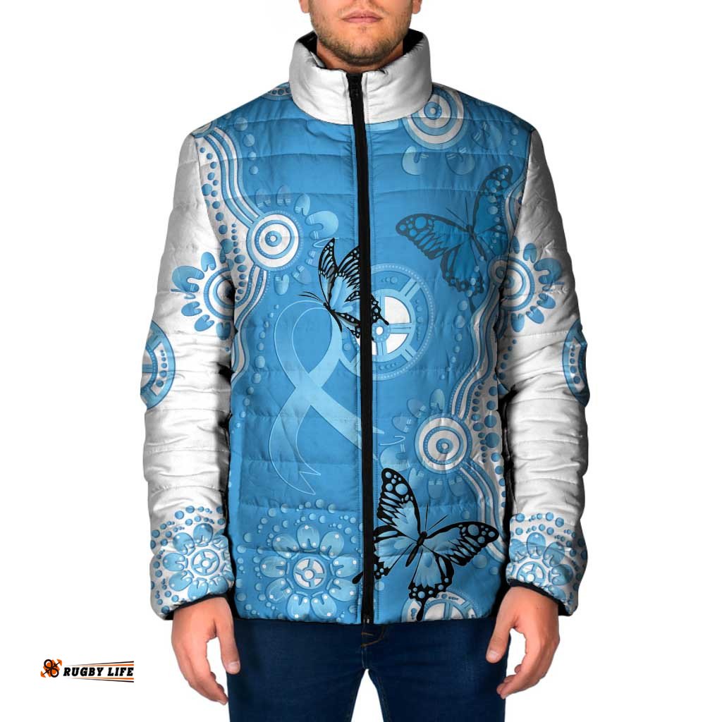 World Diabetes Day Australia Padded Jacket Blue Ribbon Butterfly Aboriginal Art LT14