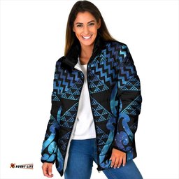 Taniko Motifs Matariki New Zealand Padded Jacket NZ Niho Taniwha Poutama LT14