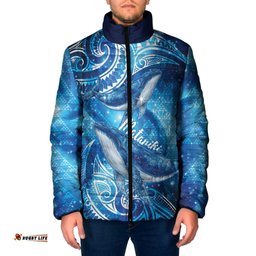 New Zealand Humpback Whale Matariki Padded Jacket Maori New Year Taniko Niho Taniwha LT14